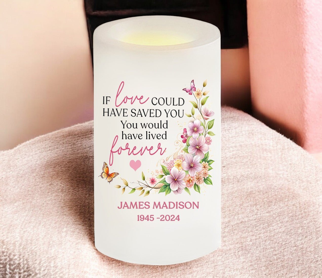 If Love Personalized Flameless LED Memorial Candle - The Funeral Program Site