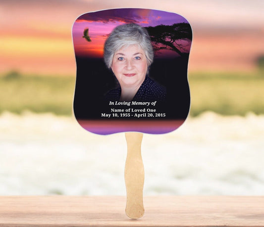 Imagine Cardstock Memorial Fan With Wooden Handle (Pack of 10) - The Funeral Program Site