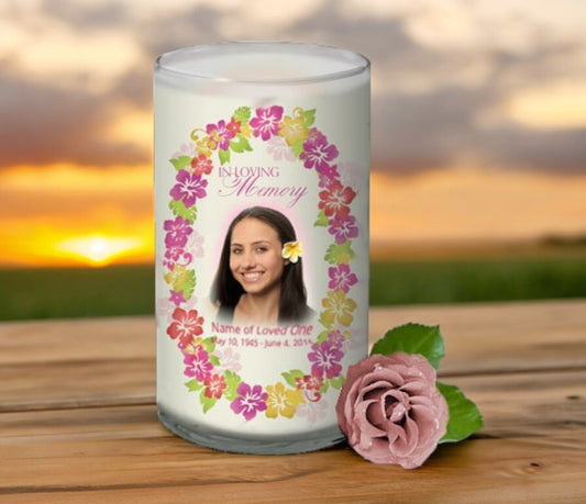 Aloha Lei Personalized Glass Memorial Candle