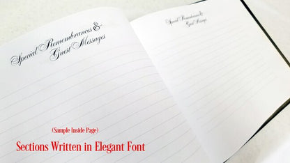 Simple Flourish Faux Leather Funeral Guest Book