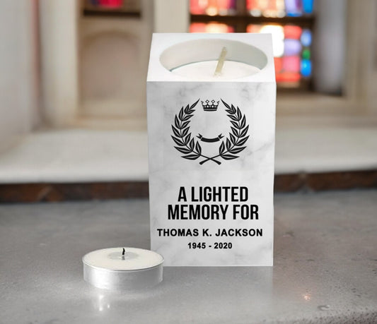 Marble Personalized Mini Memorial Tea Light Candle Holder