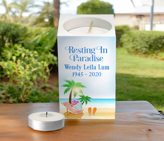 Beach Life Personalized Mini Memorial Tea Light Candle Holder