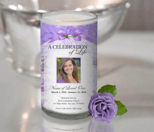 Amethyst Personalized Glass Memorial Candle