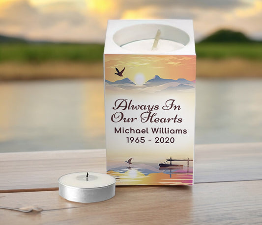 Horizon Personalized Mini Memorial Tea Light Candle Holder