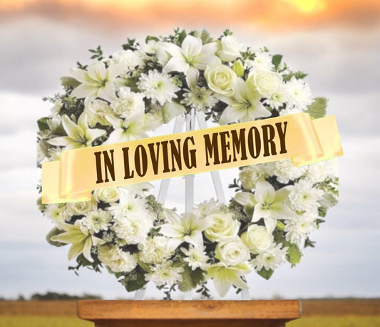 In Loving Memory Funeral Flowers Ribbon Banner - The Funeral Program Site