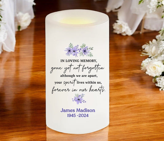 In Loving Memory Personalized Flameless LED Memorial Candle - The Funeral Program Site