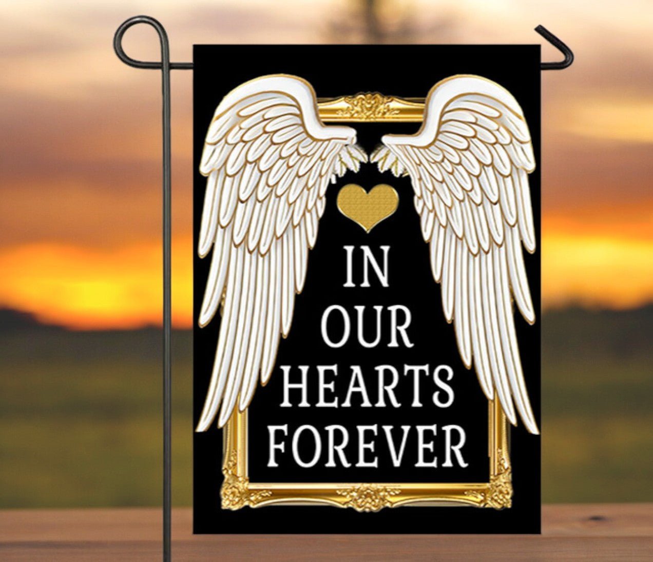 In Our Hearts Forever Garden or Cemetery Flag - The Funeral Program Site