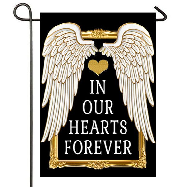 In Our Hearts Forever Garden or Cemetery Flag - The Funeral Program Site