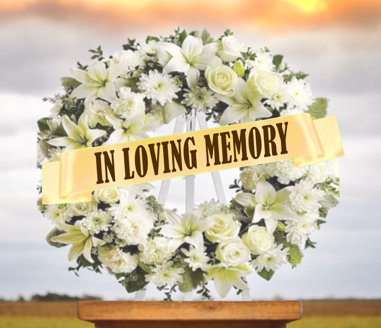 In Loving Memory Funeral Flowers Ribbon Banner