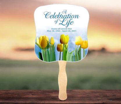 Inspire Cardstock Memorial Fan With Wooden Handle (Pack of 10) - The Funeral Program Site