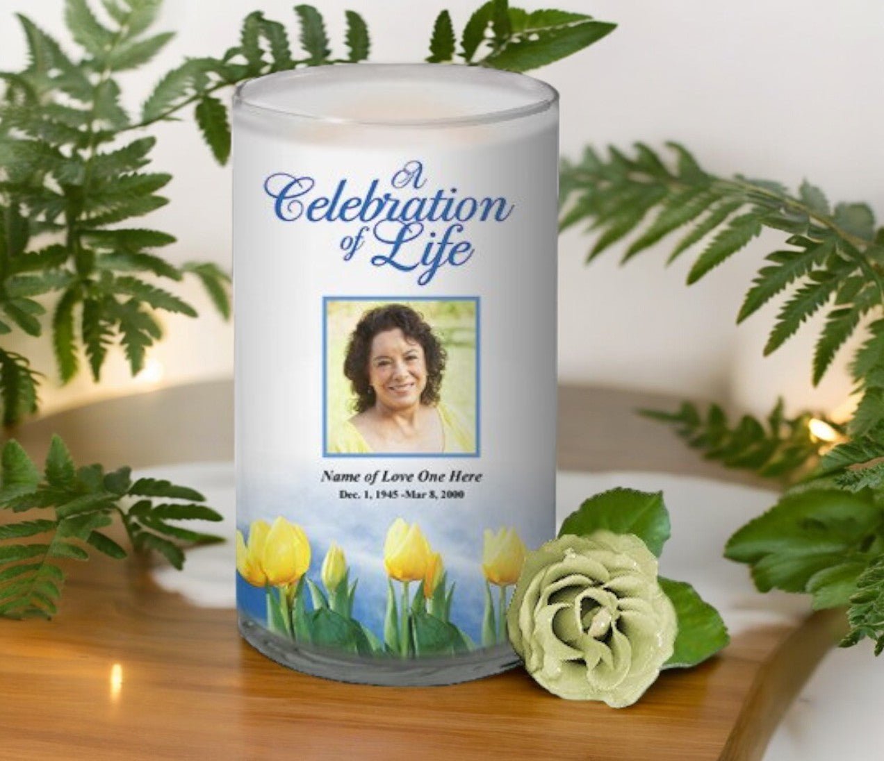 Inspire Personalized Glass Memorial Candle - The Funeral Program Site