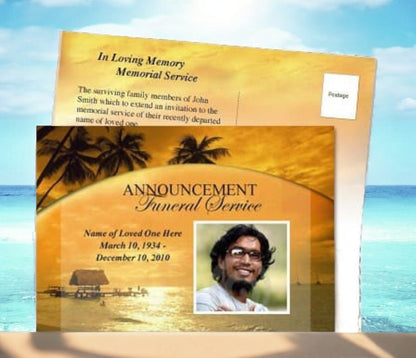 Island Funeral Announcement Template - The Funeral Program Site