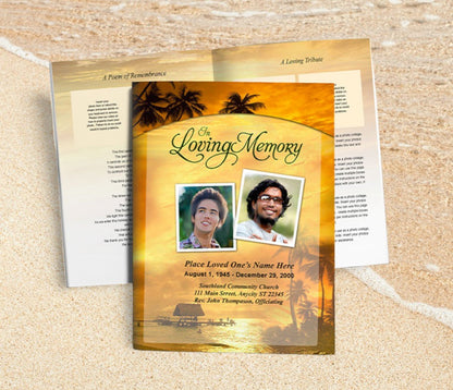 Island Funeral Booklet Template - The Funeral Program Site