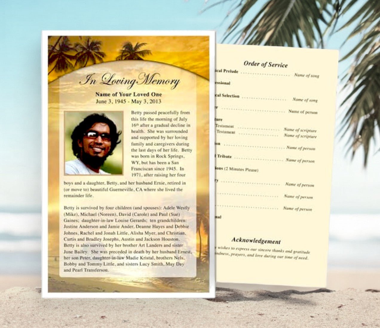 Island Funeral Flyer Template - The Funeral Program Site