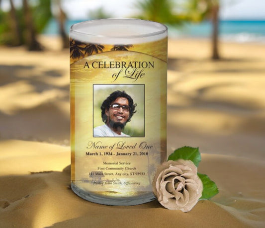 Island Personalized Glass Memorial Candle
