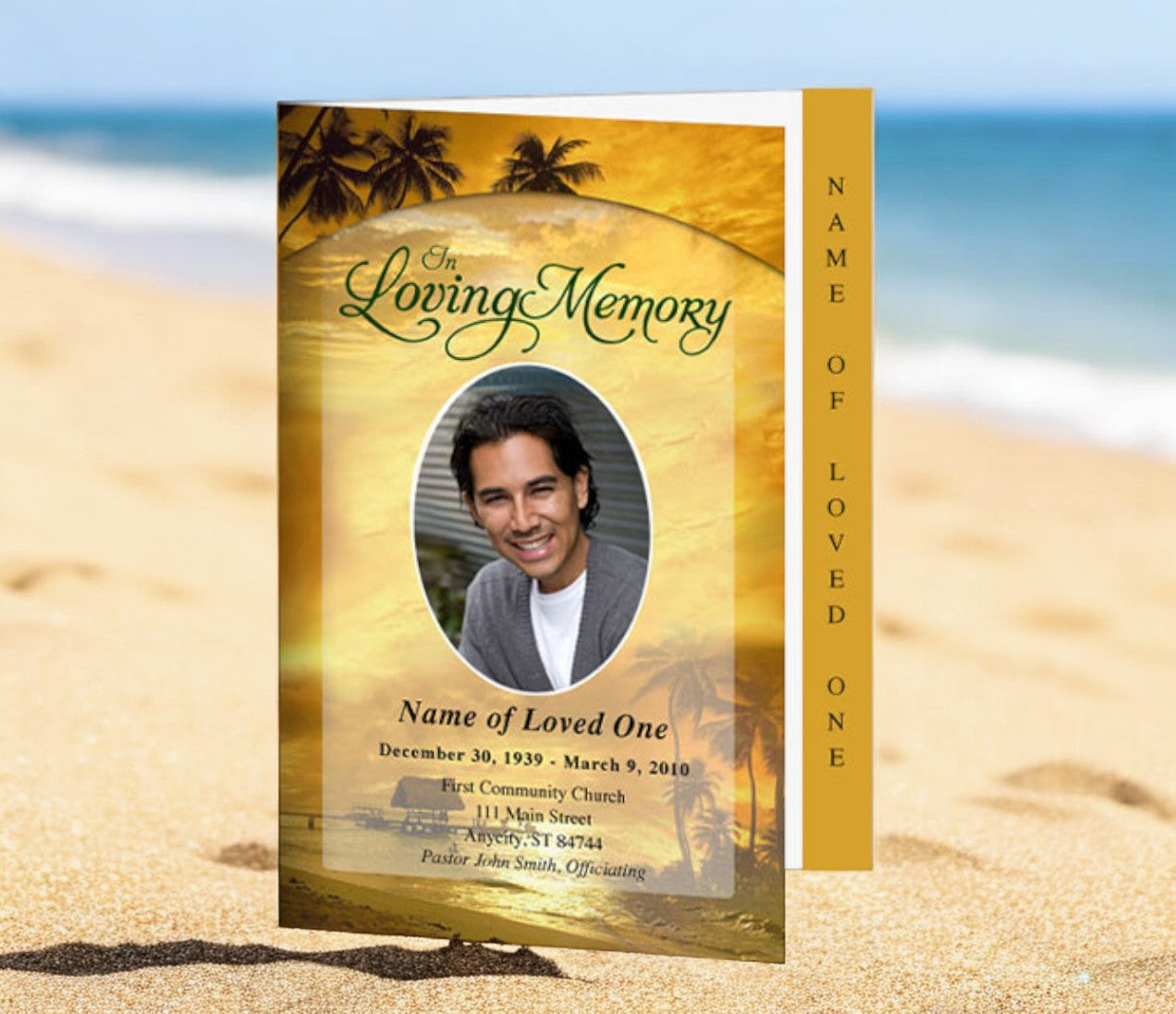 Island 4-Sided Graduated Funeral Program Template