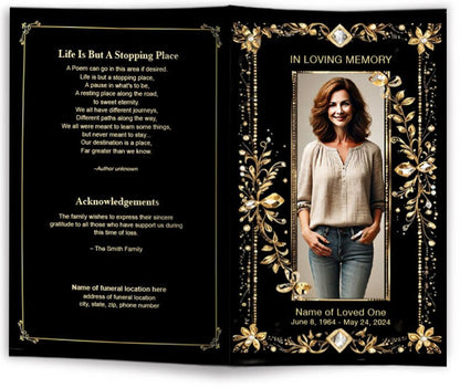 Jewel Funeral Program Template (Changeable Color) - The Funeral Program Site