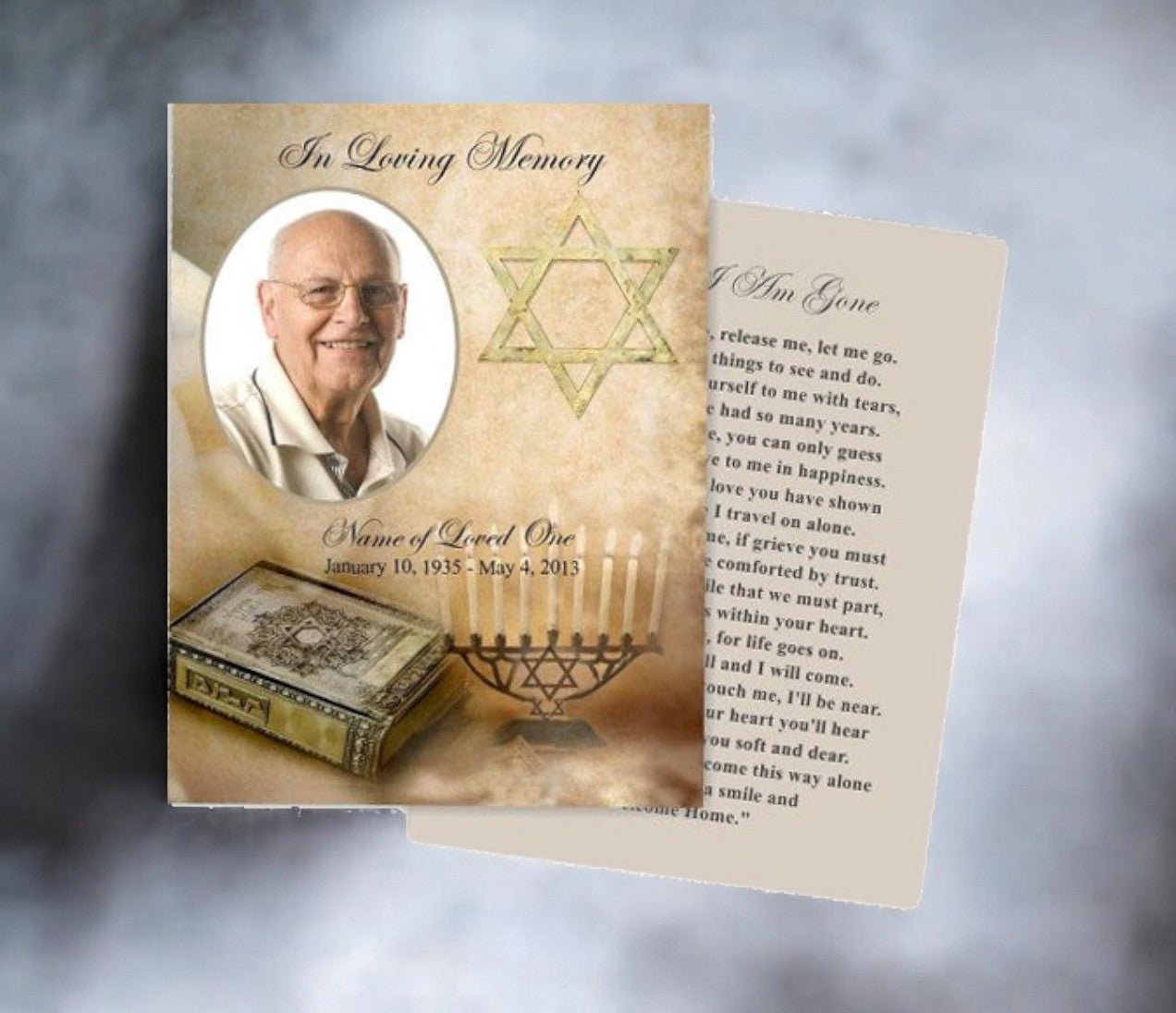 Jewish Small Memorial Card Template - The Funeral Program Site