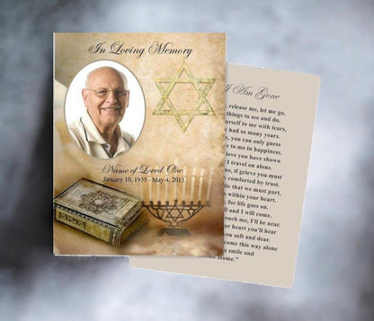 Jewish Small Memorial Card Template - The Funeral Program Site