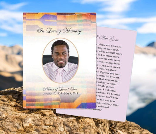 Kente Flat Card Template - The Funeral Program Site