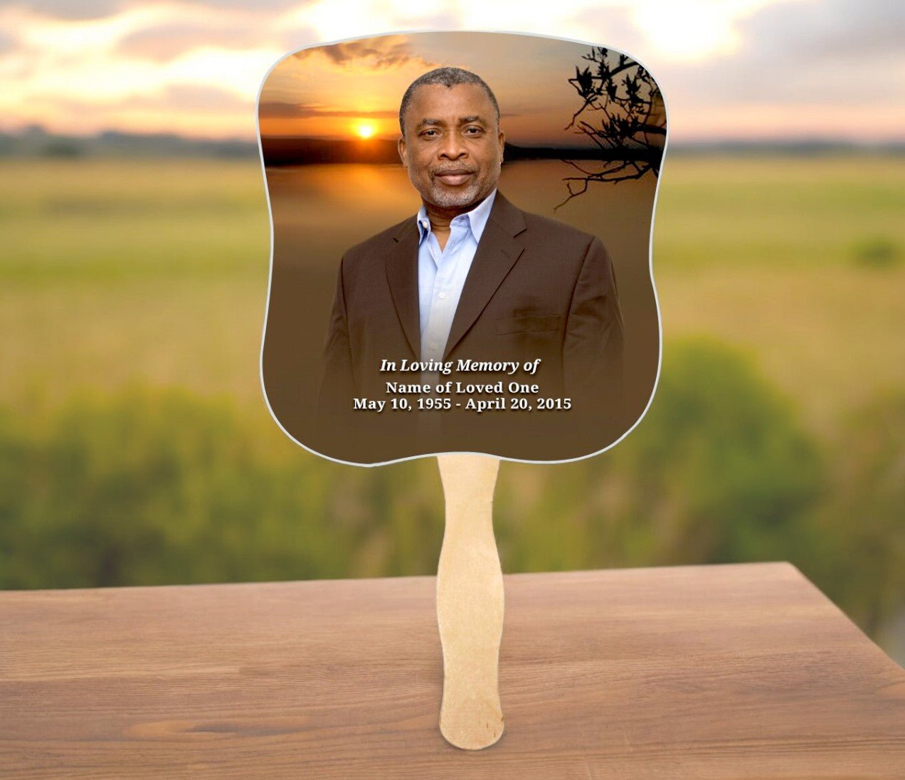 Kenya Cardstock Memorial Fan With Wooden Handle (Pack of 10) - The Funeral Program Site