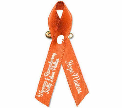 Kidney Cancer Ribbon Personalized (Orange Color Ribbon) - Pack of 10