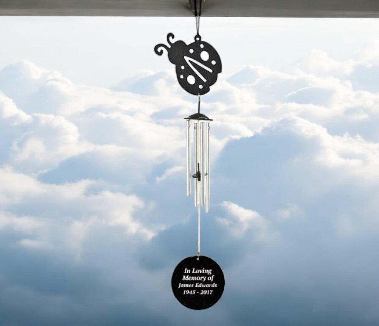 Personalized Lady Bug Silhouette In Loving Memory Memorial Wind Chime