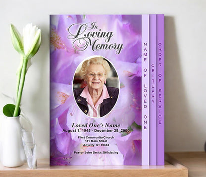 Lavender 8 - Sided Funeral Graduated Program Template - The Funeral Program Site