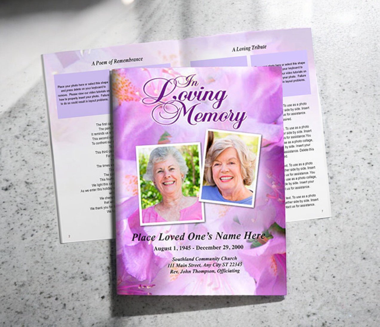 Lavender Funeral Booklet Template - The Funeral Program Site