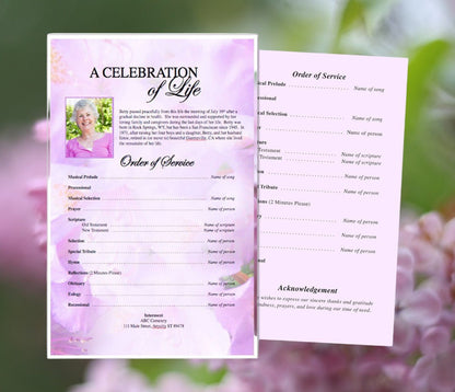 Lavender Funeral Flyer Template - The Funeral Program Site