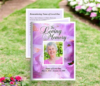 Lavender Small Memorial Card Template - The Funeral Program Site