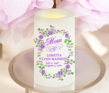 Lavender Personalized Flameless LED Memorial Candle