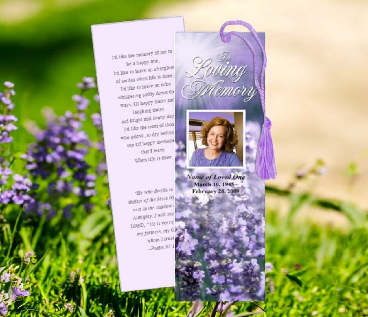 Lilac Memorial Bookmark Template