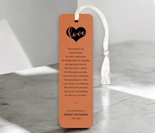 Leather Memorial Bookmark We Thought of You Poem - The Funeral Program Site