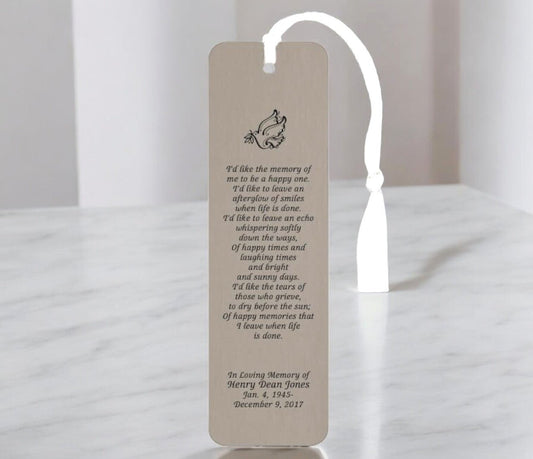 Leatherette Memorial Poem Bookmark Afterglow - The Funeral Program Site