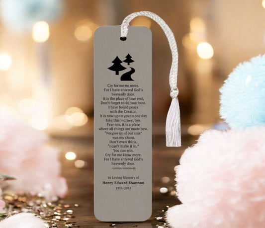 Leatherette Memorial Poem Bookmark Cry For Me No More - The Funeral Program Site