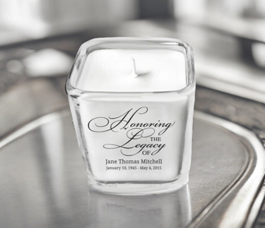 Honoring Legacy Glass Cube Memorial Candle
