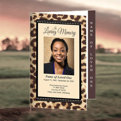 Leopard 4 - Sided Graduated Funeral Program Template - The Funeral Program Site