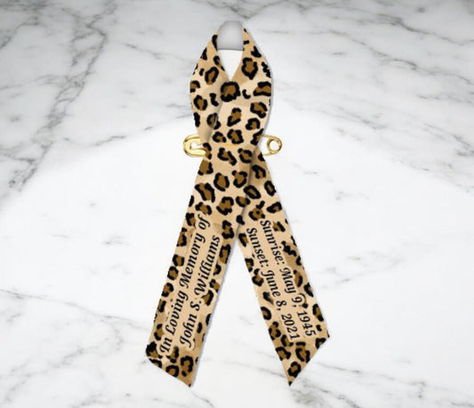 Leopard Memorial Awareness Ribbons - Pack of 10 - The Funeral Program Site