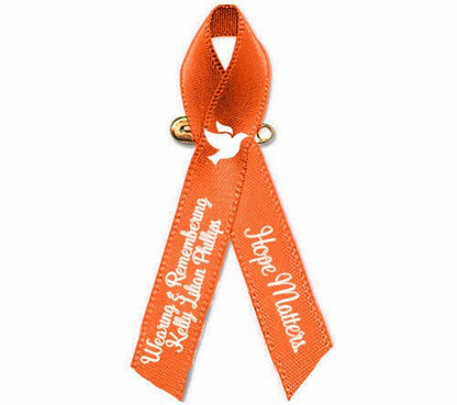 Leukemia Cancer Ribbon (Orange Color Ribbon) - Pack of 10