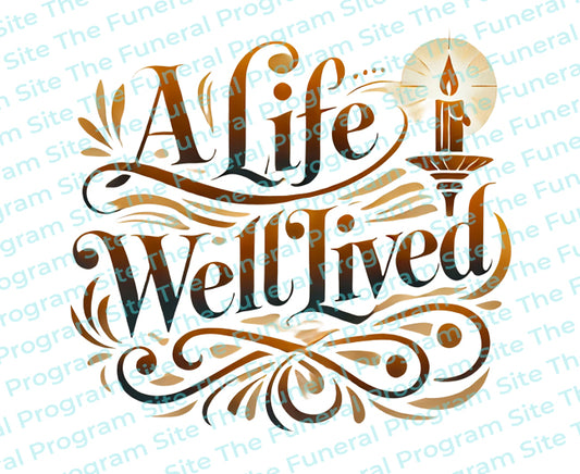 A Life Well Lived Funeral Program Title