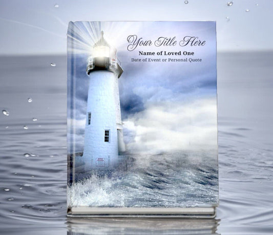 Lighthouse Perfect Bind Memorial Funeral Guest Book - The Funeral Program Site