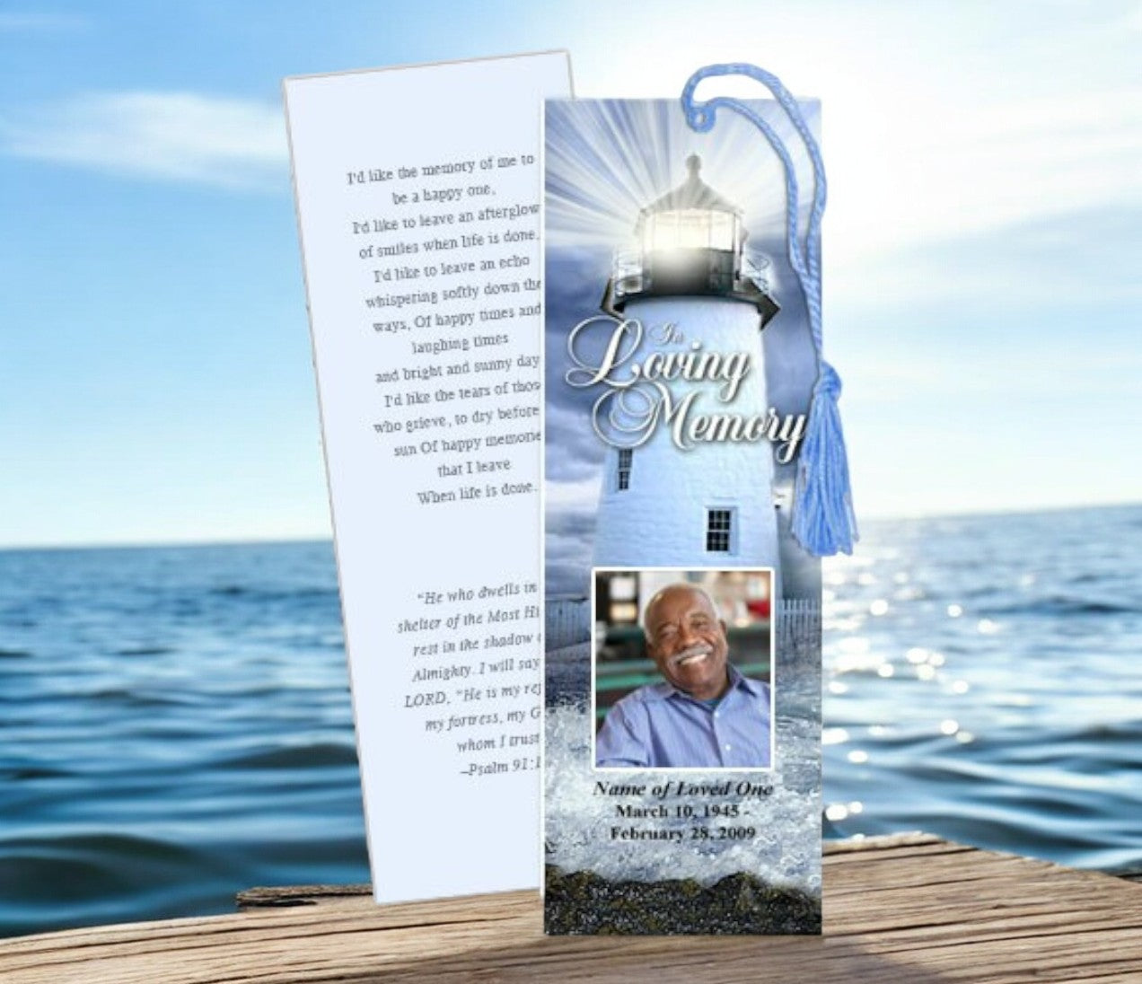 Lighthouse Memorial Bookmark Template