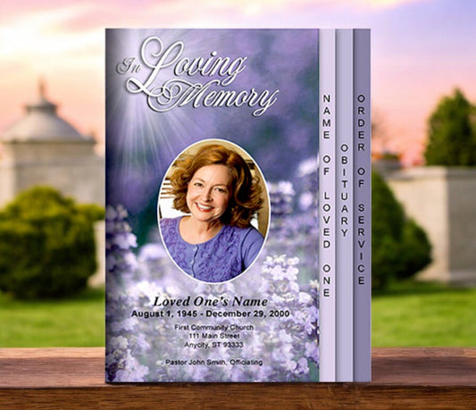 Lilac 8 - Sided Funeral Graduated Program Template - The Funeral Program Site