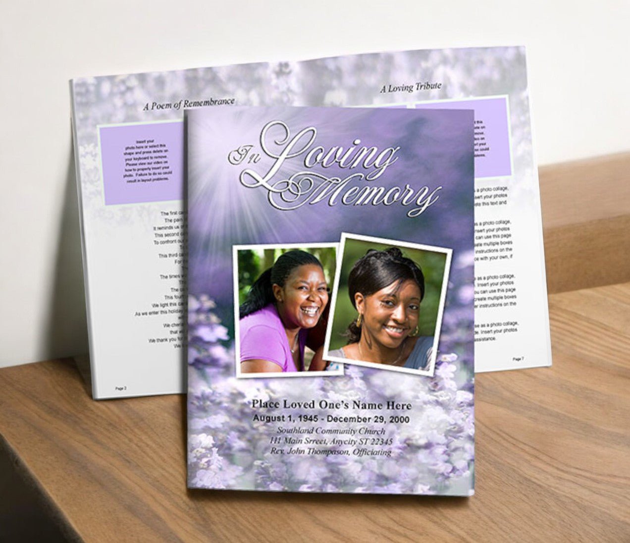 Lilac Funeral Booklet Template - The Funeral Program Site