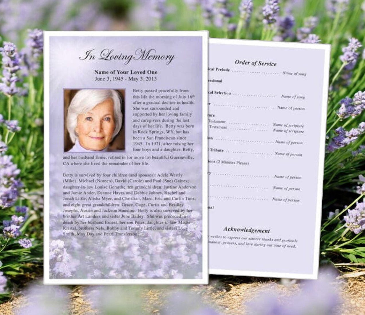 Lilac Funeral Flyer Half Sheets Template - The Funeral Program Site