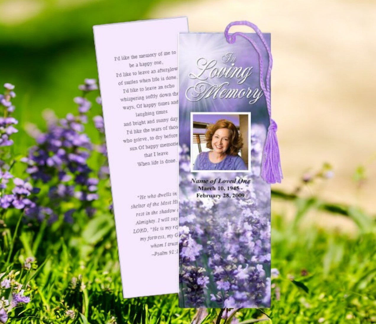 Lilac Memorial Bookmark Template - The Funeral Program Site