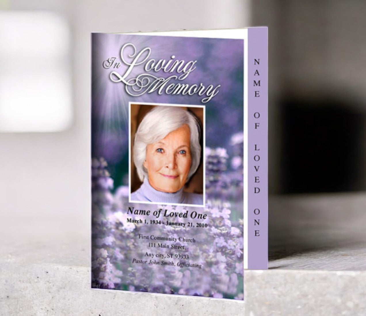 Lilac 4-Sided Graduated Funeral Program Template