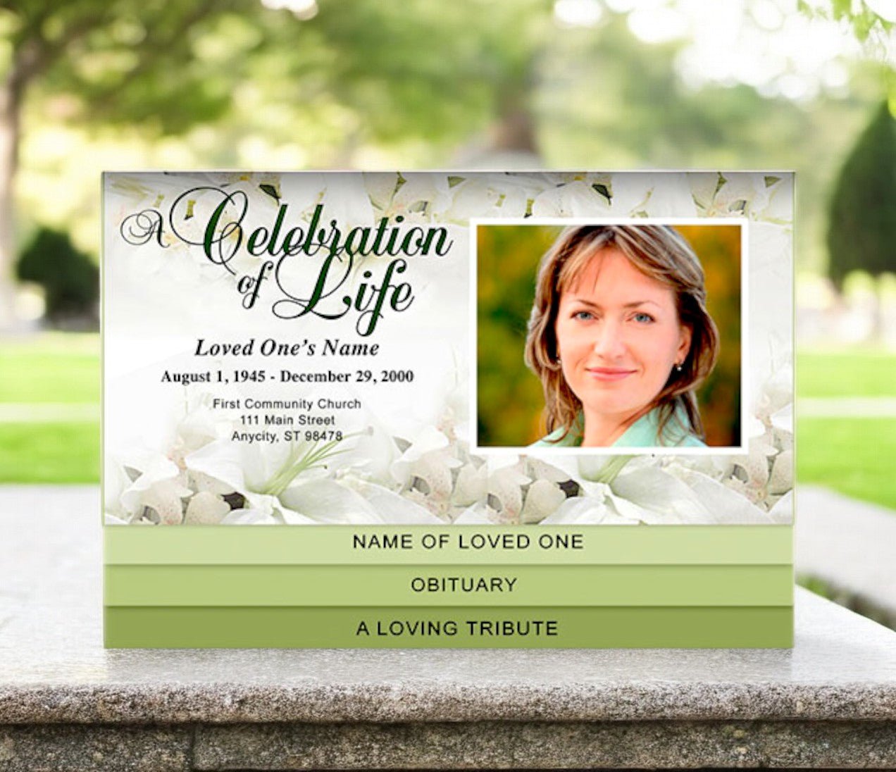 Lily 8 - Sided Graduated Bottom Fold Template - The Funeral Program Site