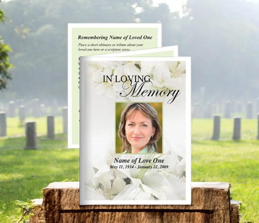 Lily Small Memorial Card Template - The Funeral Program Site